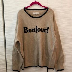 NWT LOFT Bonjour! sweater. Tan with black trim. XXL.